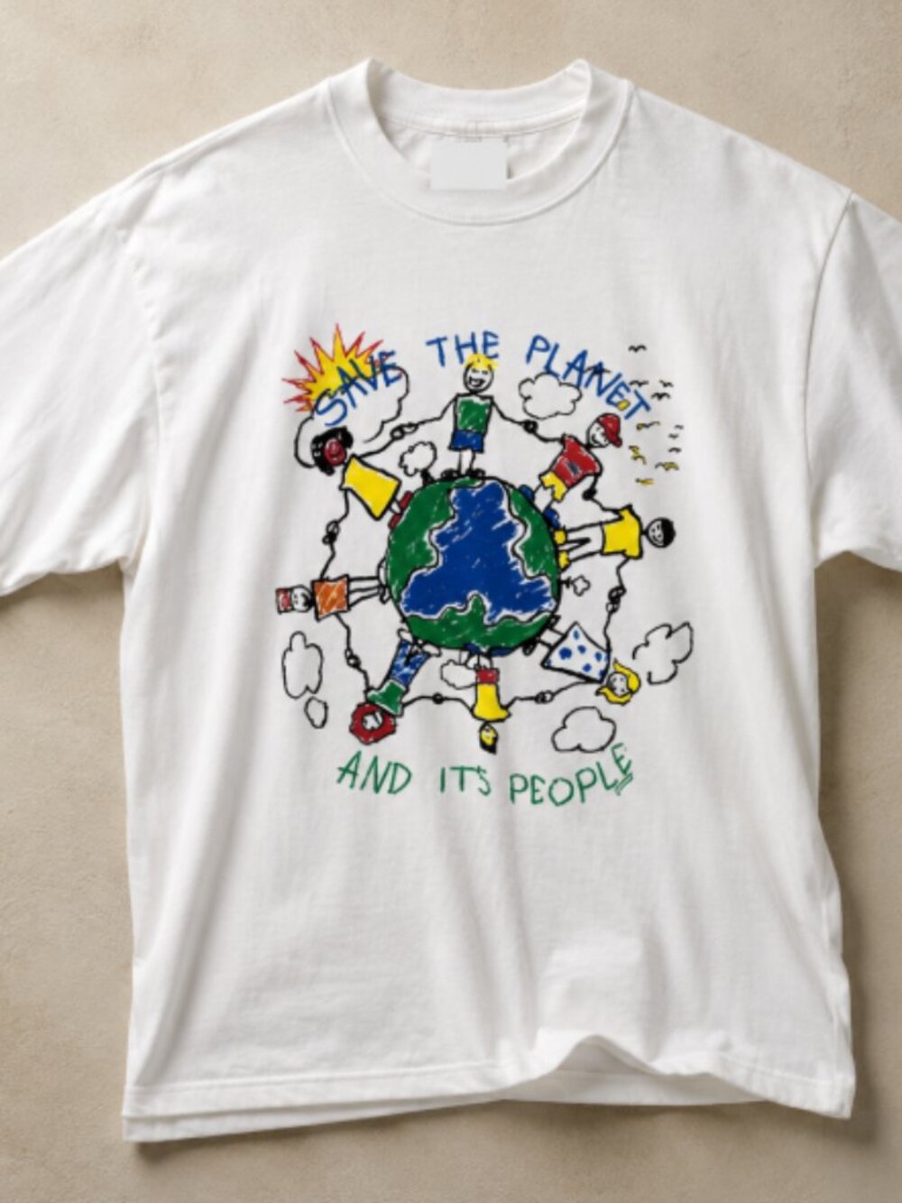 Earth Day Save The World and It's People White Graphic T-shirt